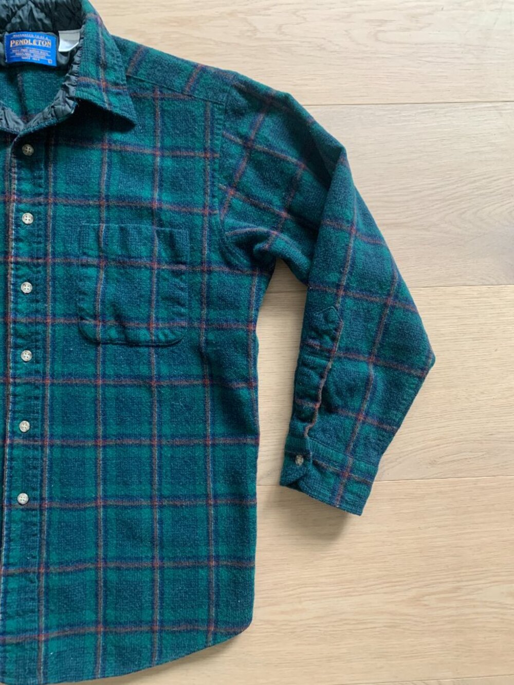 Pendleton Vintage Plaid Wool Shirt Womens Button Up S Green Blue Western Outdoor - Picture 7 of 14